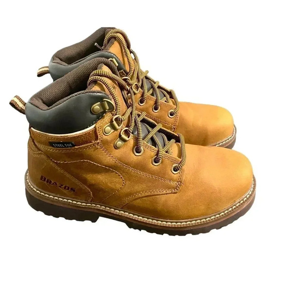 Brazos Bricen Steel Toe Boots Lace Up Work Boots Like New Cabin Core - Picture 1 of 14